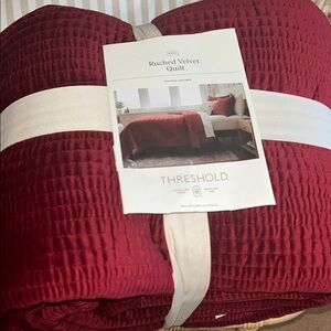 Threshold King  Ruched Velvet Quilt - Crimson